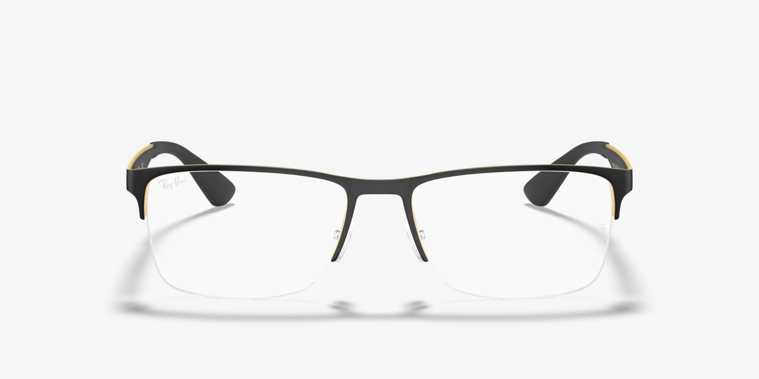 Ray-Ban Black Semi-Rimless Glasses RB6335 OPTICS unisex Ray-Ban RB6335 - Rectangle Black Frame Eyeglasses | Eyebuydirect main image 2