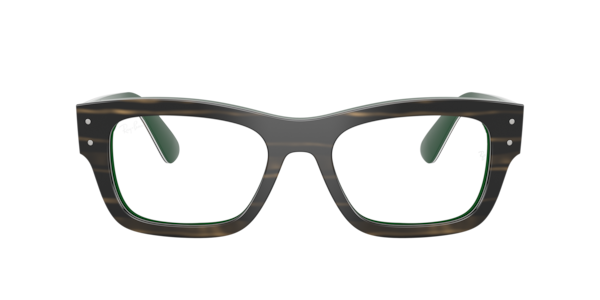 Ray-Ban Joseph Optics Eyeglasses Striped Green On Green Frame Clear Lenses Polarized 55-20