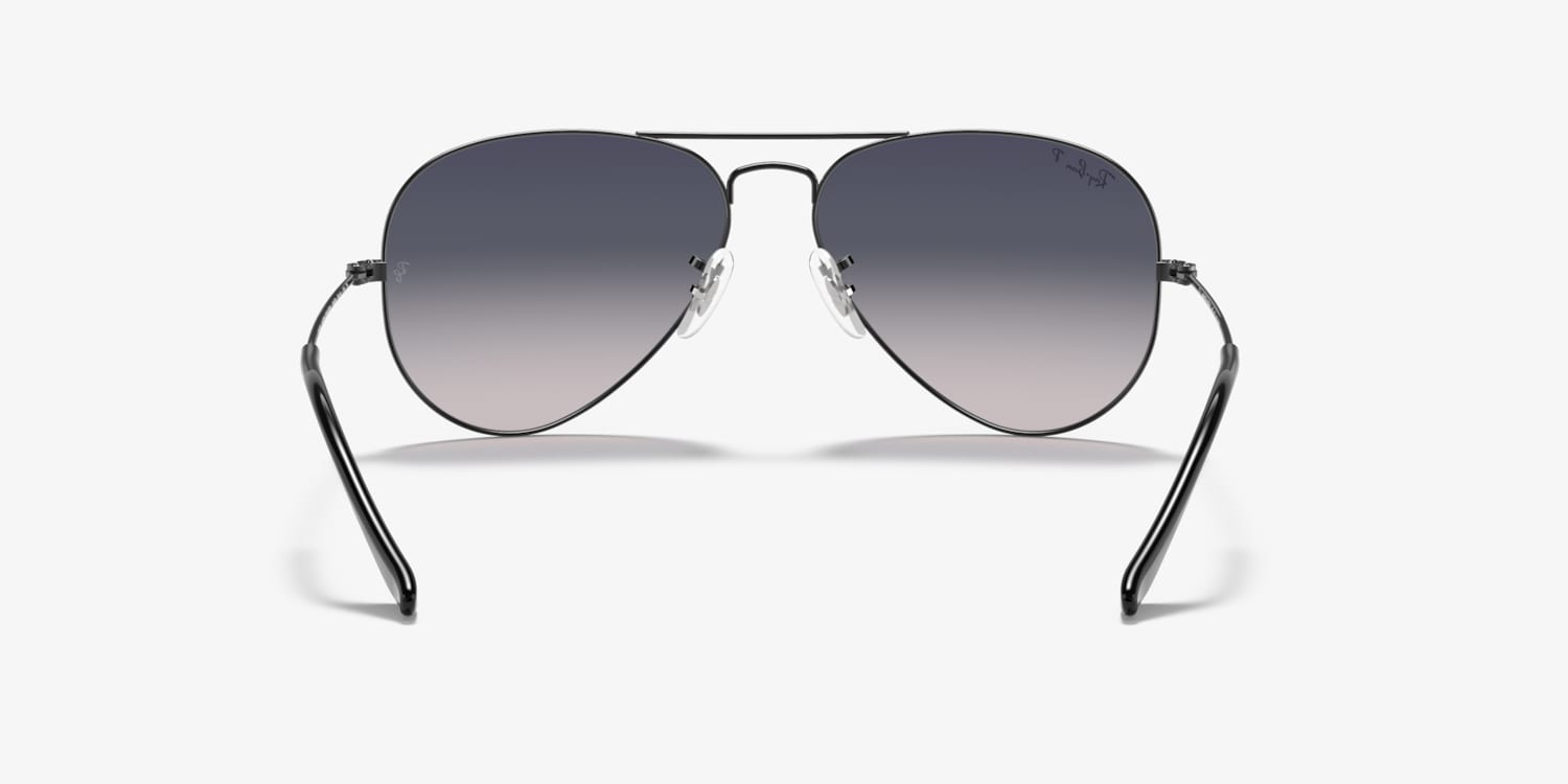 Ray-Ban Aviator Sunglasses - Black Gradient Lenses with Silver Frame Aviator Eyeglasses Grey Gradient Aviator Sunglasses Ray-Ban  main image 2