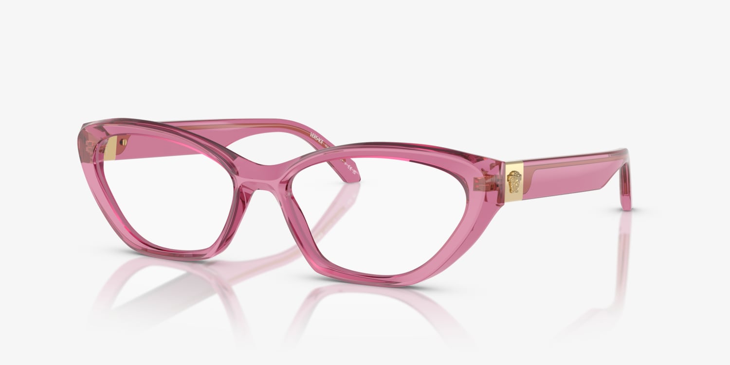 Versace Translucent Rose Pink Rectangular Optical Glasses Versace VE3347 Eyeglasses | LensCrafters main image 4