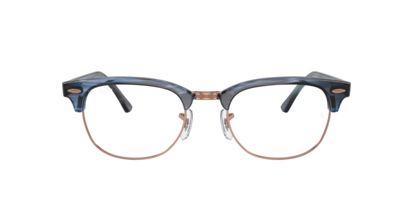 Ray-Ban Clubmaster Optics Eyeglasses Striped Blue Frame Clear Lenses Polarized 53-21