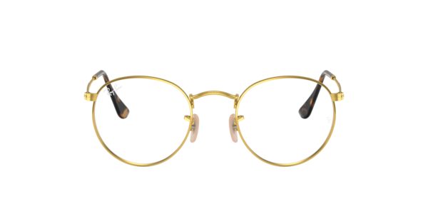 Ray-Ban Round Metal Optics Eyeglasses Arista Gold Frame Clear Lenses 50-21