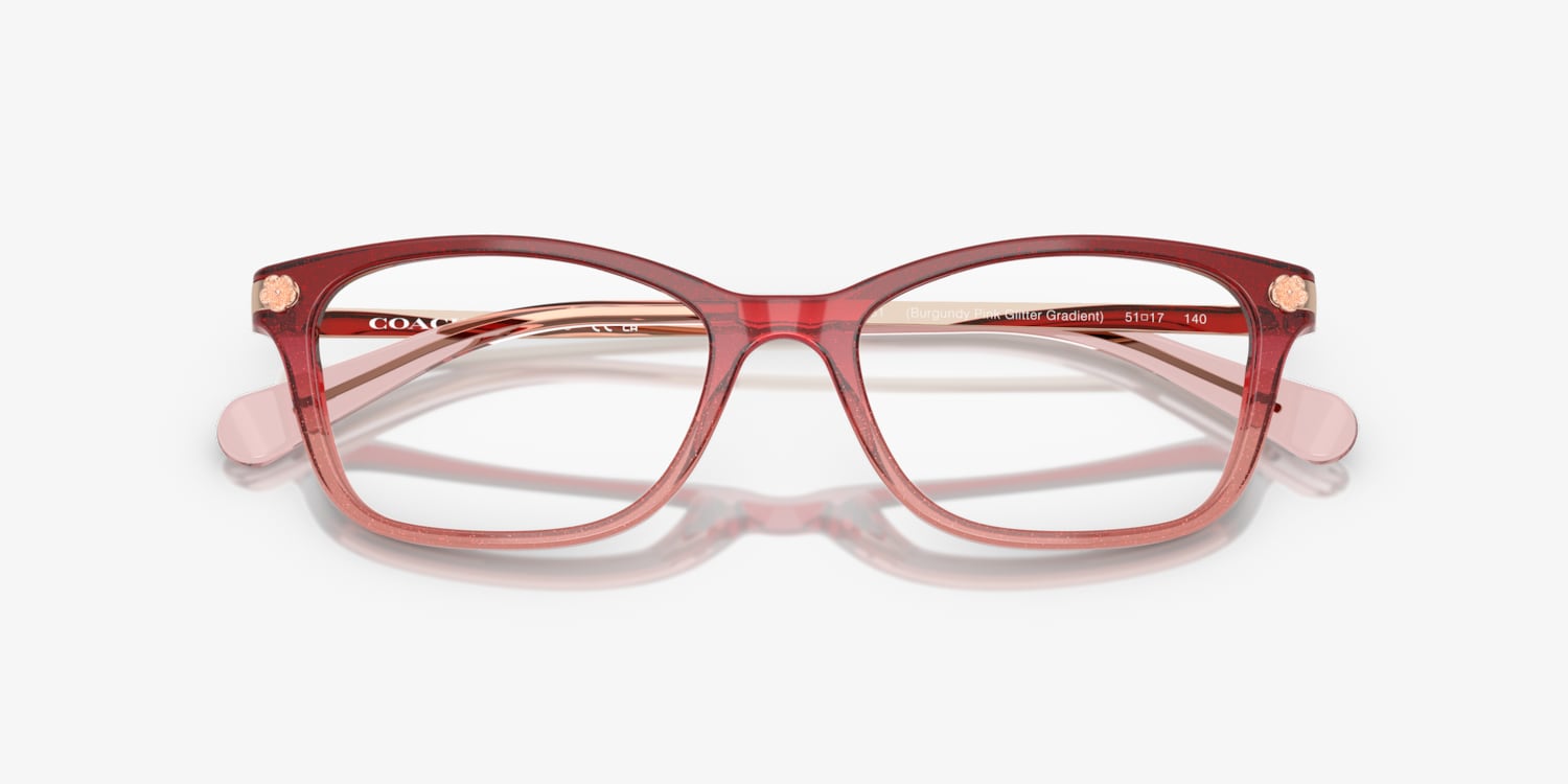 COACH Burgundy Glitter classy eye glasses Coach HC6142 - Cat Eye Burgundy Glitter Gradient Frame  main image 2