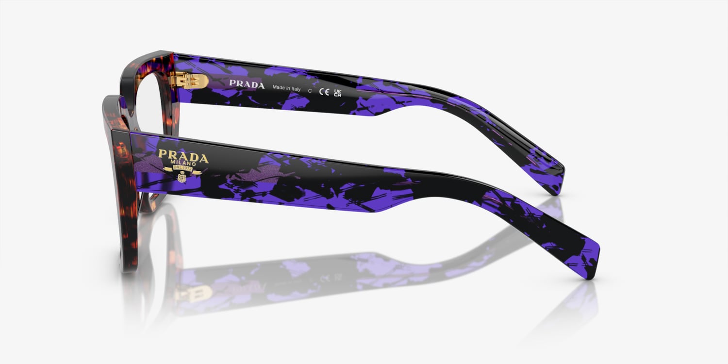 Prada Black Cat-Eye Glasses with Purple Patterned Temples Prada - PR A01S Sunglasses | Specs Collective main image 3