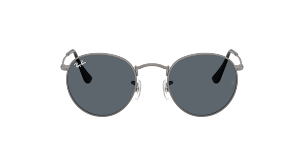 Ray-Ban Round Metal Sunglasses Matte Gunmetal Frame Blue Lenses 53-21