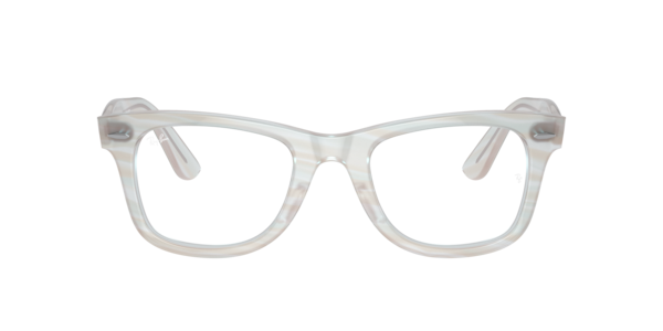 Ray-Ban Wayfarer Ease Optics Change Eyeglasses Photo Striped Light Blue Frame Clear Lenses Polarized 50-22