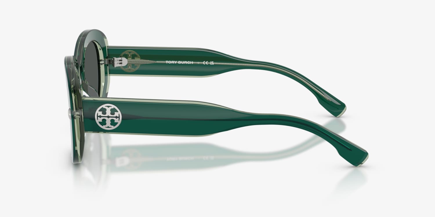 Tory Burch Round Sunglasses in Dark Green with Gold Accent Eleanor Round Sunglasses: Women main image 4