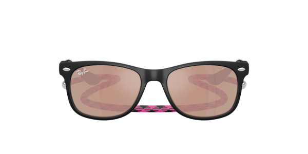 Ray-Ban New Wayfarer Kids Summer Capsule Sunglasses Rubber Black Frame Pink Lenses 47-15