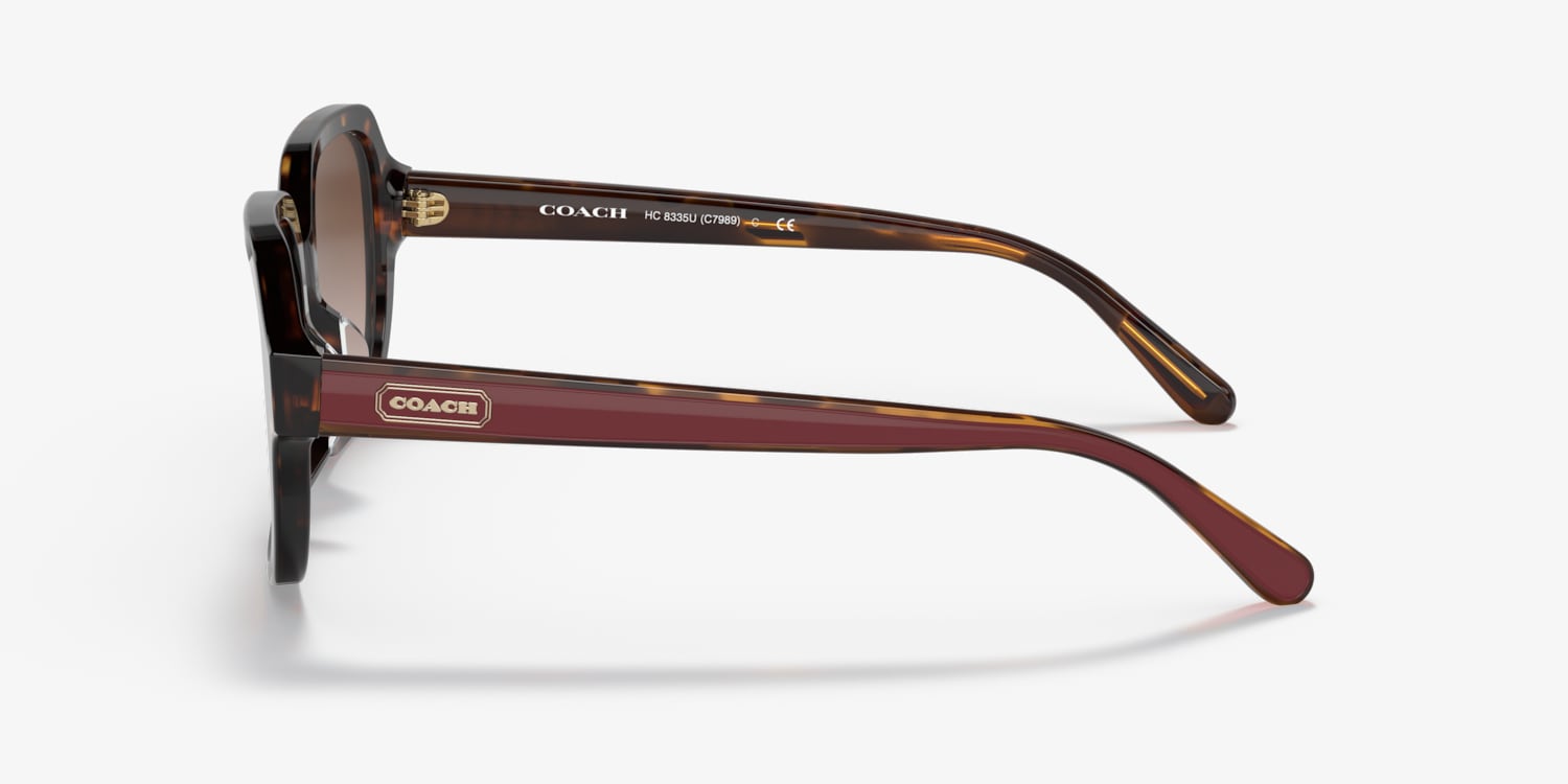 NEW Coach HC 8335U Sunglasses, Black, White Striped Arms, Hard Case Included Coach HC8335U C7989 - Square Dark Tortoise Frame  main image 3