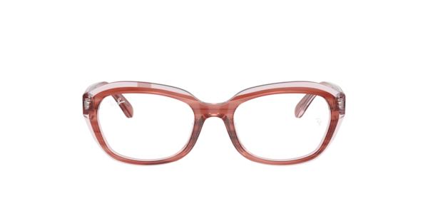 Ray-Ban Rb1636 Optics Kids Eyeglasses Striped Pink On Transparent Pink Frame Clear Lenses Polarized 46-17