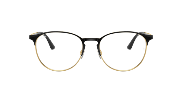 Ray-Ban Rb6375 Optics Eyeglasses Black On Gold Frame Clear Lenses Polarized 51-18