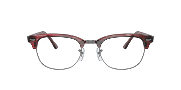 Ray-Ban Clubmaster Optics Eyeglasses Striped Red Frame Clear Lenses Polarized 53-21