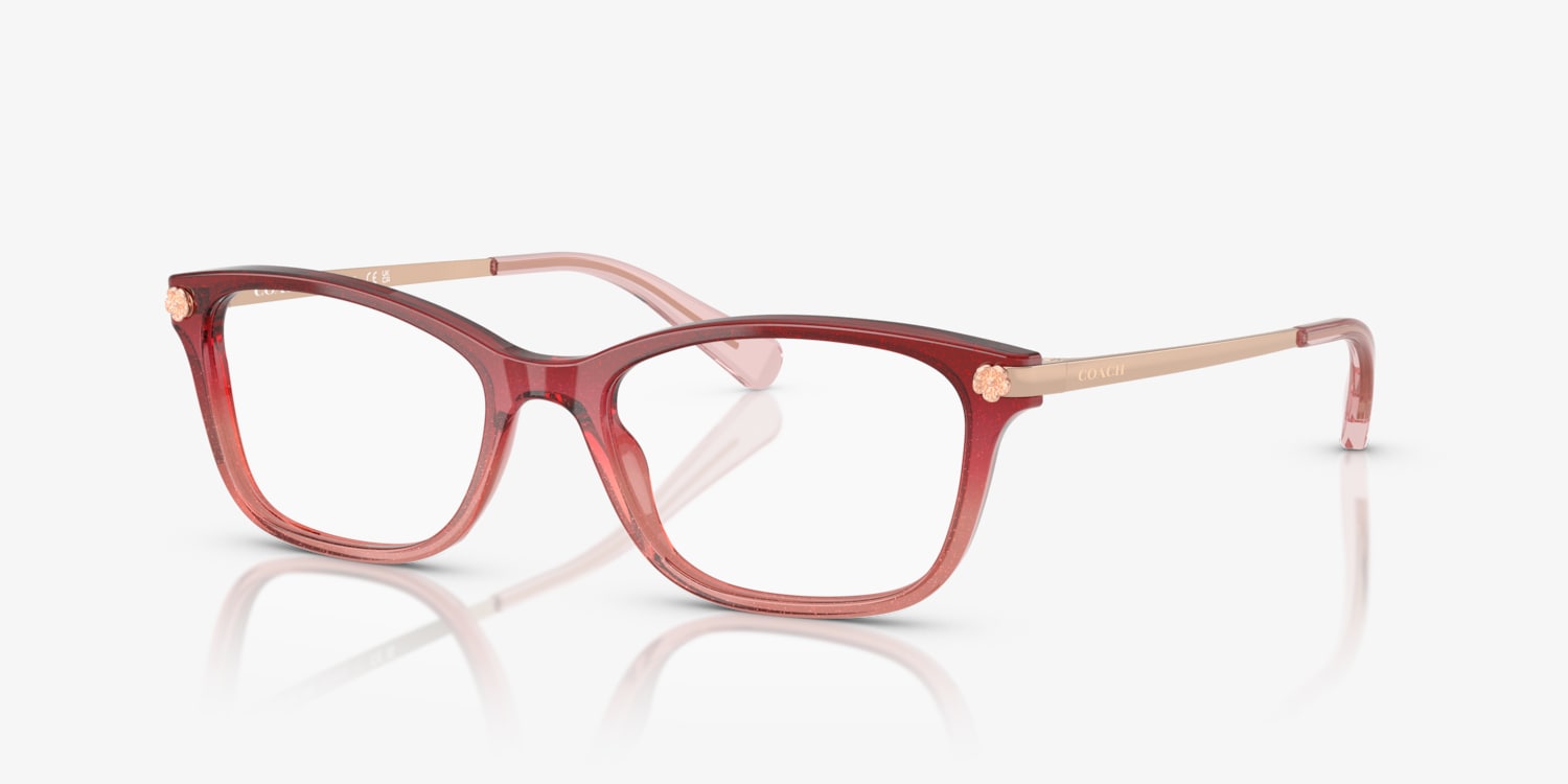 COACH Burgundy Glitter classy eye glasses Coach HC6142 - Cat Eye Burgundy Glitter Gradient Frame  main image 3