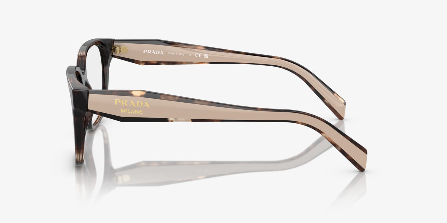 New PRADA Eyeglasses Square Brown Caramel Havana 52-18-140mm Prada PR A21V Eyeglasses 14P1O1 Caramel - eye-oo.com main image 4